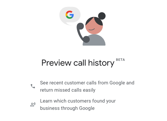 Google Call History CTA