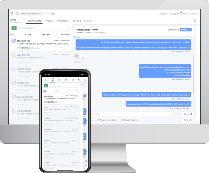 Switchbird unified inbox on desktop
